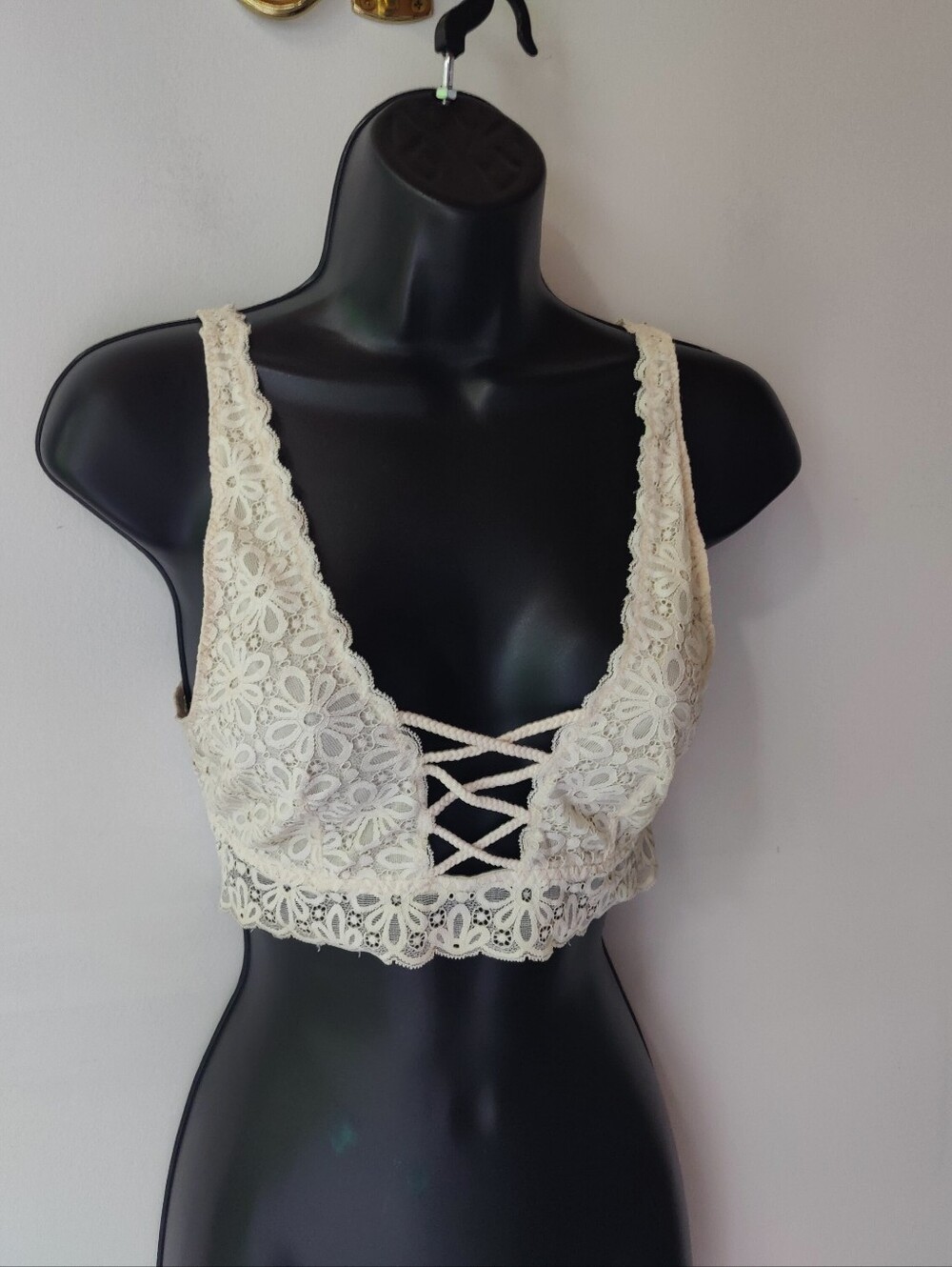 VS Victoria's Secret Cream Lace Bralette M Corset Festival Style